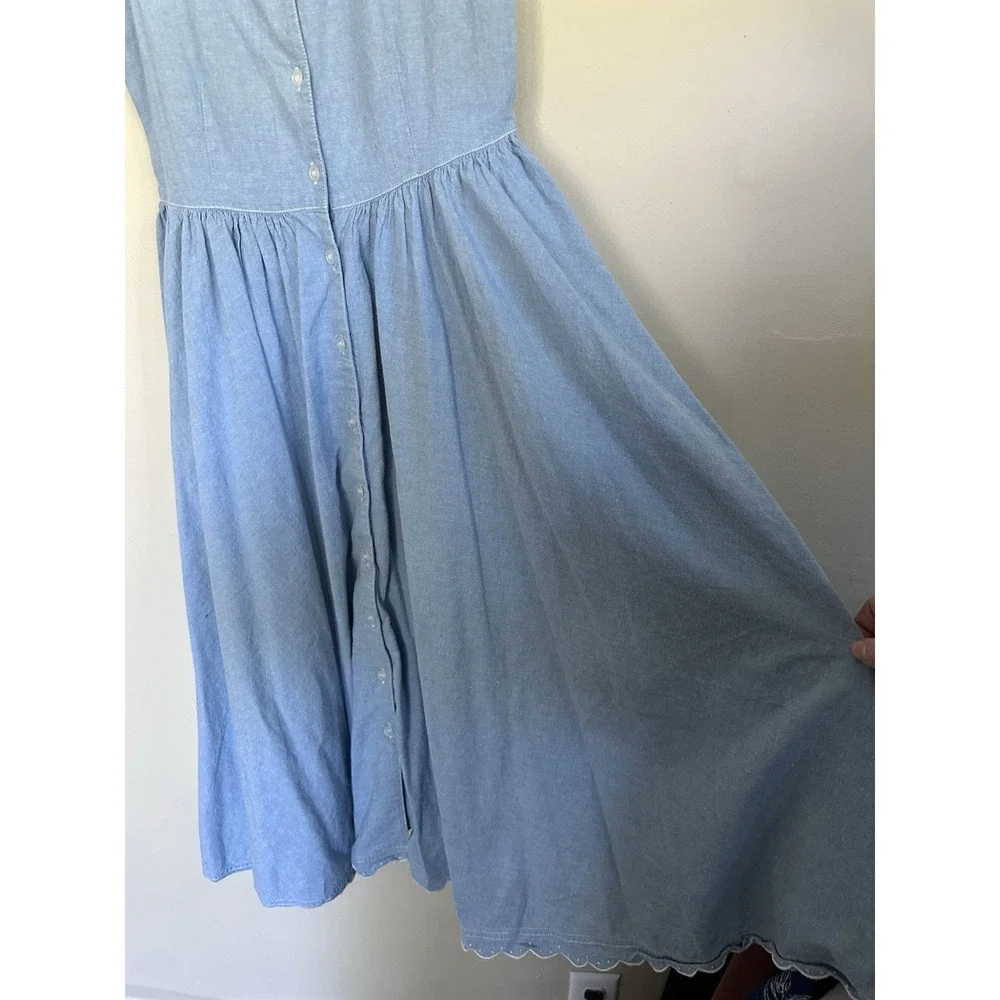 Vintage Prairie Cottagecore Western Denim Circle Skirt Dress SMALL/MEDIUM - Picture 4 of 16